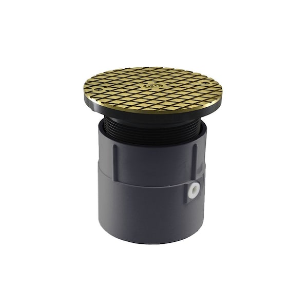 Jones Stephens 4in. PVC Over Pipe Fit Base Cleanout with 4in. Plastic Spud and 6in. Nickel Bronze Cover C60072 - main